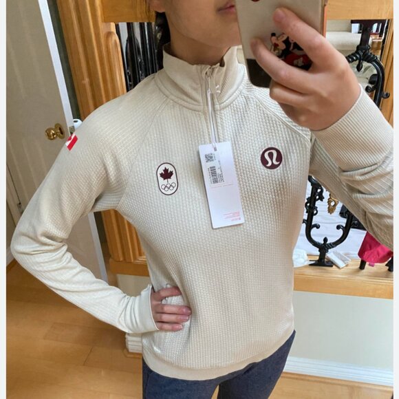Lululemon Team Canada Olympic Edition Engineered Warmth Half Zip Natural Ivory 8 - Picture 2 of 6